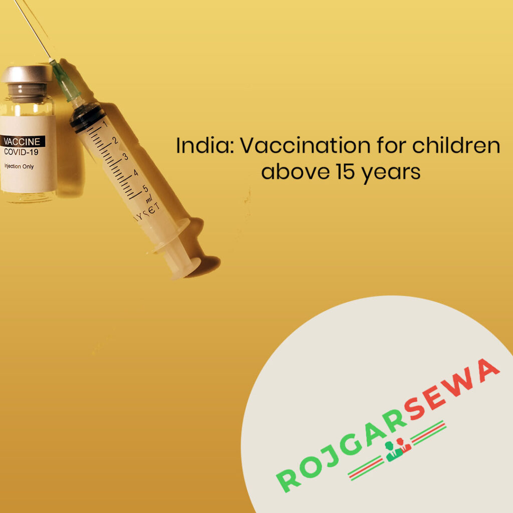 India: Vaccination for children above 15 years