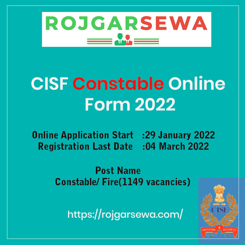 CISF Constable Online Form 2022