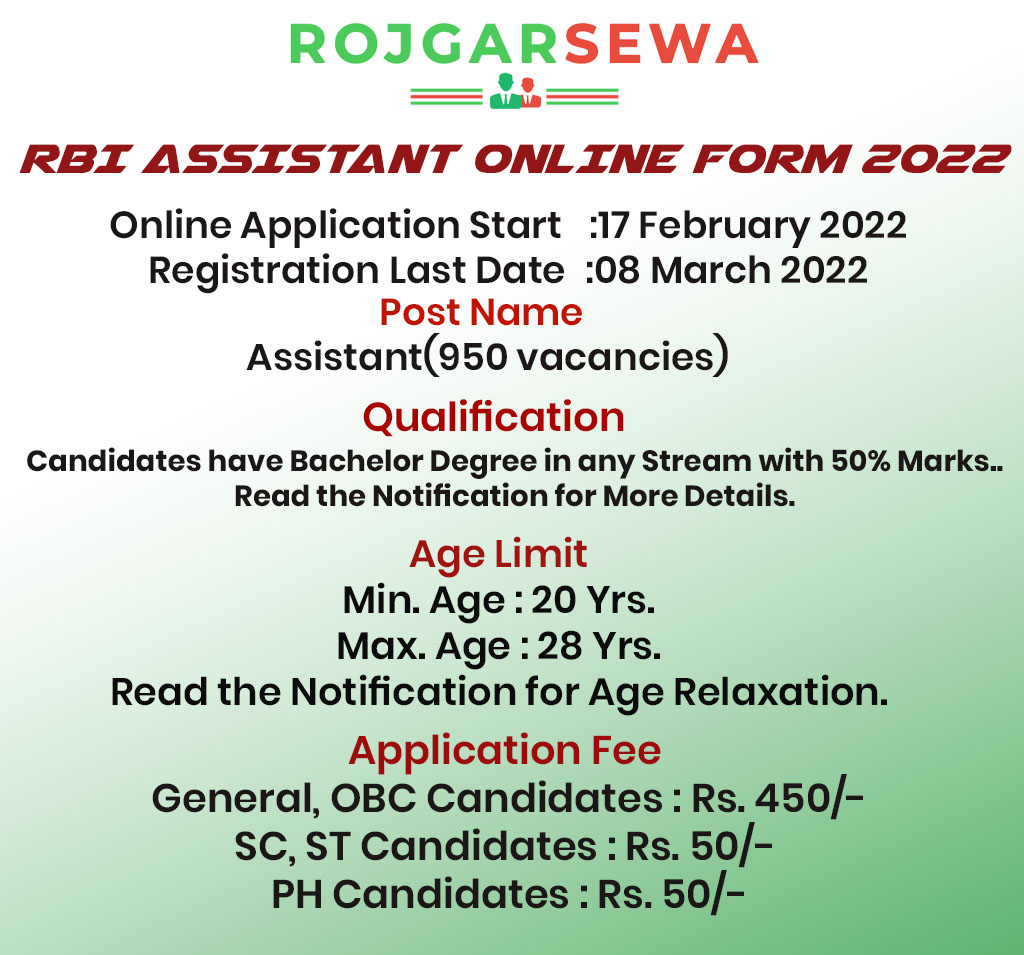RBI Assistant Online Form 2022